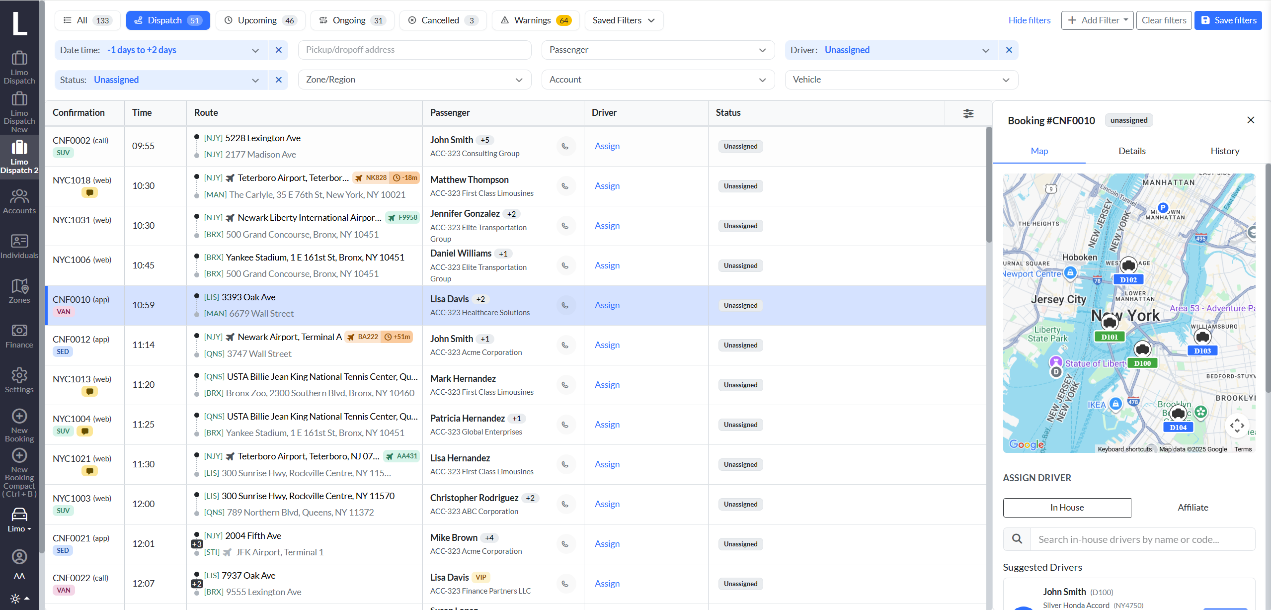 OpenLimo Dispatch Interface